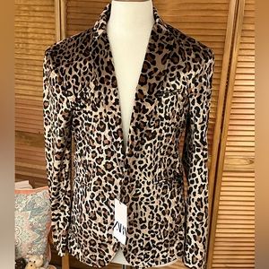 NWT Mens Zara Leopard Print Blazer
